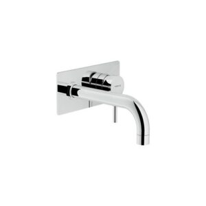 LV00198CR RUBINETTO MONOCOMANDO LAVABO A PARETE INCASSO BOCCA DA 150MM CON PIASTRA LIVE CROMO NOBILI - immagine 1