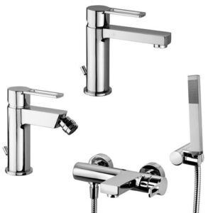 RIN04 Set miscelatori lavabo bidet vasca duplex con doccetta RINGO PAFFONI