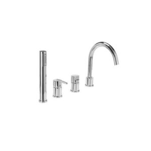 RMGT08451 BATTERIA MISCELATORE VASCA EROG.TROPPO PIENO C/DOCCIA ESTRAIB. CROM FRISONE