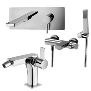 RO17 Set lavabo incasso 20 cm con bidet ed esterno vasca cromato ROCK PAFFONI