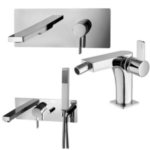 RO18 Set lavabo incasso 24 cm con bidet con incasso vasca cromato ROCK PAFFONI