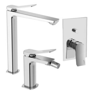 TI01 Set lavabo prolungato e bidet con incasso doccia TILT PAFFONI