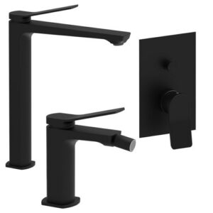 TI02 Set lavabo prolungato e bidet incasso doccia nero TILT PAFFONI