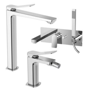 TI06 Set lavabo prolungato e bidet incasso vasca cromato TILT PAFFONI