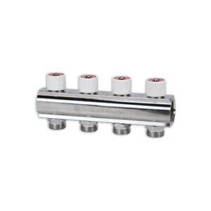 208AR-054-09 Collettore F/F con rubinetto att.1/2" 3/4"x 9 vie - Int.38 TE-SA