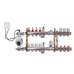 229ATT-06-123 Gruppo di regolazione impianto radiante inox con a.t. 1"x 12+3 vie TE-SA - immagine 1