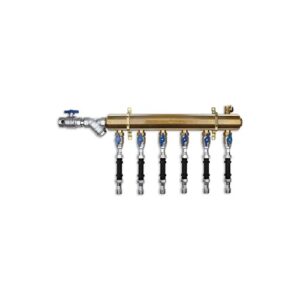 440F-075-06 Collettore per contatori acqua fredda att.3/4"M int.100mm 1-1/4"x 6 vie TE-SA - immagine 1
