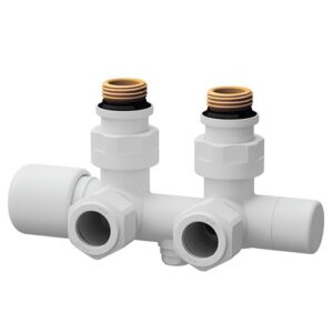 0264 BO Valvola mono-bitubo a squadra rame c/bocchettoni bianco opaca FAR