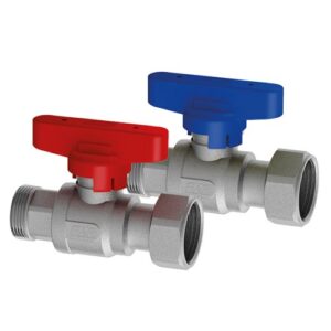 3035 34BC Valvola a sfera cromata 3/4' att. rame maniglia blu FAR