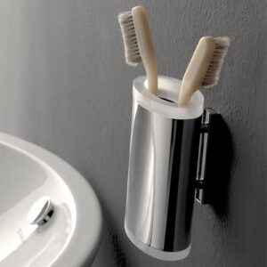 5502-C-BC Portaspazzolini da parete cromato in plexiglass bianco KOR TL BATH - immagine 1