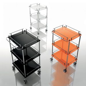 K116-C-VR Carrello portaoggetti finitura cromata e plexiglass verde COMPLEMENTI TL BATH - immagine 1