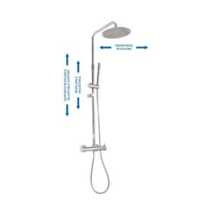 03P10264A0CR Colonna doccia regolabile con supporto scorrevole, soffione e doccetta cromo SPHERA