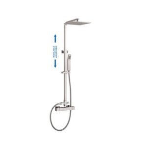 57N48234A0CR Colonna doccia in acciaio rettangolare regolabile con soffione derby e doccia quadra cromo SPHERA