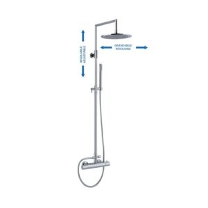 74M69264B0CR Colonna doccia in acciaio regolabile termostatico con soffione Linz e doccetta Artist cromo SPHERA