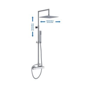 74N70214B0CR Colonna doccia in acciaio regolabile termostatico con soffione Calais e doccetta Trendy cromo SPHERA