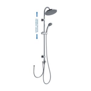 CL2118CC3CR Colonna doccia acciaio regolabile con supporti a muro scorrevoli, deviatore, soffione e doccetta cromo SPHERA - immagine 1