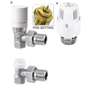 2821.06.10 Kit valvola termostatica con preregolazione ad angolo per tubo ferro 1" RBM - immagine 1