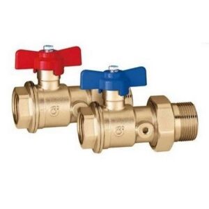 391067 Coppia valvole a sfera con attacco termometro 1" x 1 1/4" CALEFFI - immagine 1