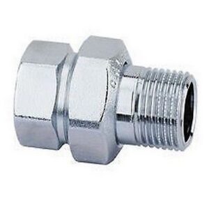 588071  1 1/4" F x M a bocchettone  Raccordo a tre pezzi. Cromato  CALEFFI - immagine 1