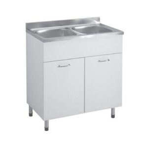 111101 Mobile sottolavello completo di lavello inox due vasche 100x50xh91,5 BIANCO COLAVENE