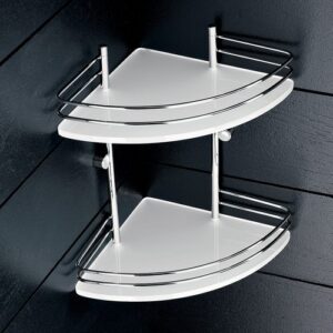 1583-C-VR Angolare doccia con ringhiere a 2 piani cromato e plexiglass verde FORBOX TL BATH - immagine 1