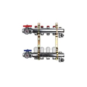 220/2-06-04E3 Collettore di distribuzione att.3/4" sfogo aria manuale con termometro 1"x 4 vie TE-SA - immagine 1
