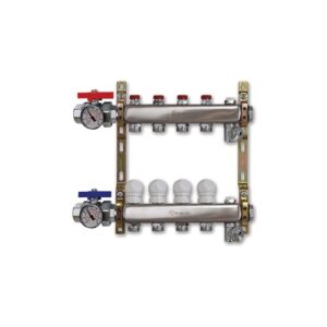 220A2-07-03E3 Collettore inox con detentori att.3/4" con sfoghi aria manuali 1-1/4"x 3 vie TE-SA - immagine 1