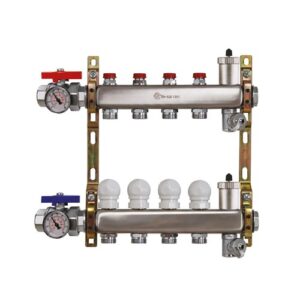 220A2-06-10I3 Collettore inox con detentori att.3/4" con sfoghi aria automatici 1"x 10 vie TE-SA