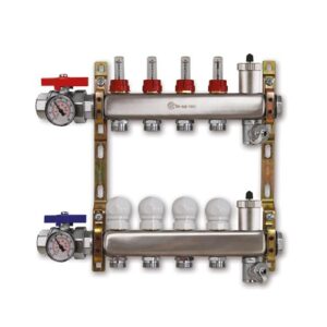 220ATT2-06-02I3 Collettore inox con flussimetri att.3/4" sfogo aria automatico 1"x 2 vie TE-SA - immagine 1
