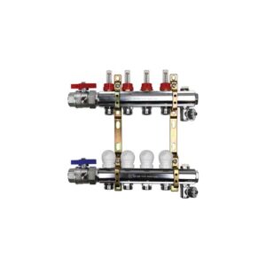 220TT2-06-03E Collettore di distribuzione con flussimetri att.3/4" sfoghi aria manuali e valvole a sfera 1"x 3 vie TE-SA - immagine 1