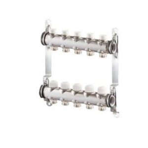 2346-2500G009 Collettore Inox Di Mandata Con Detentori E collettore di ritorno premontato con 2 staffe 1"X 3/4" Eurokonus 9 Vie S.R.