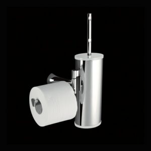 5526DXCVR Portascopino a parete con portarotolo a destra e plexiglass verde KOR TL BATH - immagine 1