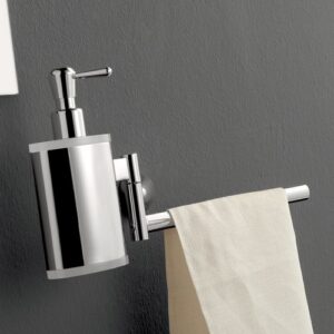 5528SXCNR Porta salviette con porta dispenser a sinistra cromato e plexiglass nero KOR0 TL BATH - immagine 1