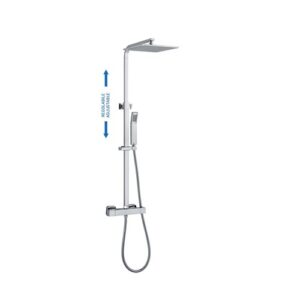 57Q48234A0CR Colonna doccia in acciaio rettangolare con soffione derby e doccetta quadra cromo SPHERA