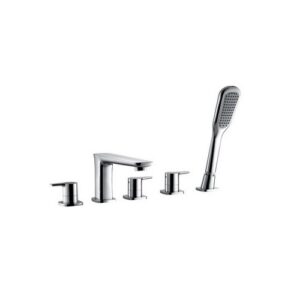 6019.5.212 YUKON MISCELATORE VASCA/DOCCIA A 5 FORI MONTATO A BORDO VASCA OTTONE VSA - immagine 1