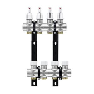 614.06.10 Kit collettori compatti in ottone con flussometri, valvole e staffe 9+9 RBM