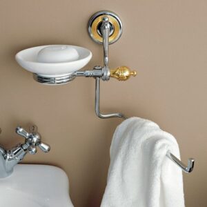 6618C-C Portasapone con porta salviette in ottone cromato e ceramica QUEEN TL BATH - immagine 1
