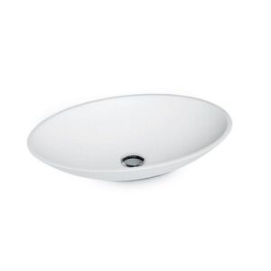 66317.95.805 Lavabo da appoggio ovale D. 58 in cristalplant con viti e piletta a scarico libero Cristalplant Bianco NEWFORM