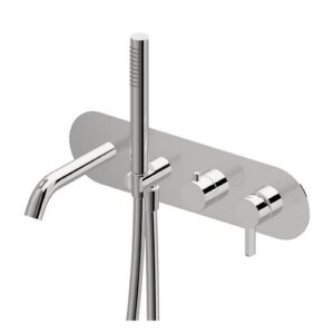 71071E.21.018 Parte esterna gruppo vasca a parete con miscelatore vasca da incasso con deviatore cromo NEWFORM - immagine 1