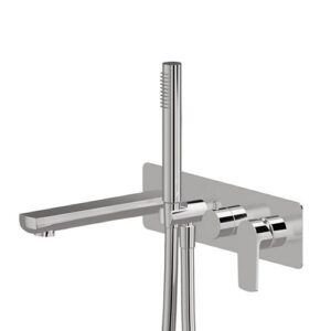 72072E.21.018 Parte esterna gruppo vasca a parete con miscelatore vasca da incasso con deviatore, bocca di erogazione e set doccia cromo NEWFORM