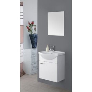 799001 Composizione bagno sospeso 1 anta con consolle e specchio 55cm FERIDRAS - immagine 1