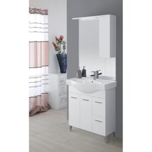 799003 Composizione bagno 2 ante 80cm con consolle, specchio ed illuminazione bianco Stella FERIDRAS - immagine 1