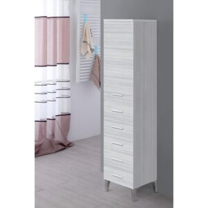 799093 Colonna singola 1 anta e 5 cassetti grigio L 35 x H 154 x P 34 Stella FERIDRAS - immagine 1