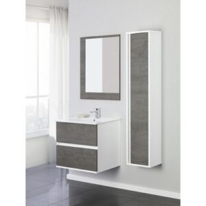 801007 Composizione bagno sospeso 2 cassetti 60cm bianco-cemento Fabula FERIDRAS