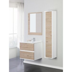 801009 Composizione bagno sospeso 2 cassetti 60cm bianco-rovere Fabula FERIDRAS