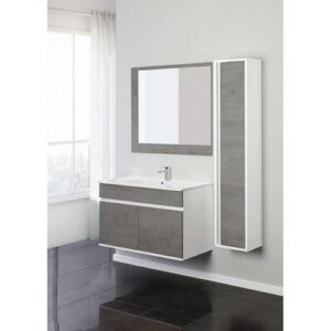 801011 Composizione bagno sospeso 2 ante 90cm bianco-cemento Fabula FERIDRAS