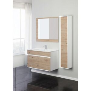 801012 Composizione bagno sospeso 2 ante 90cm bianco-rovere Fabula FERIDRAS