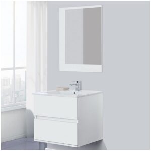 801022 Composizione bagno sospeso 60cm 2 cassetti bianco laccato Fabula FERIDRAS