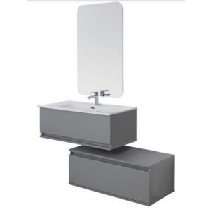 803003 Composizione bagno 90cm sospeso 2 cassetti separati grey Pastello FERIDRAS