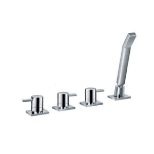 90.80.208 PECOS MISCELATORE VASCA/DOCCIA A 4 FORI MONTATO A BORDO VASCA OTTONE VSA - immagine 1